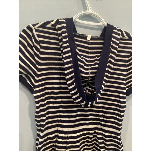 Moth Anthro Knit Cardigan Size XS Ditsy Floral Embroidered Navy Blue Striped Y2K - Picture 9 of 10